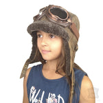 Shearling aviator hat and goggles for kids