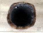 Brown Mink Fur Aviator Hat, Brown Leather - Charles Model