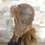 Leather and fur aviator trapper hat