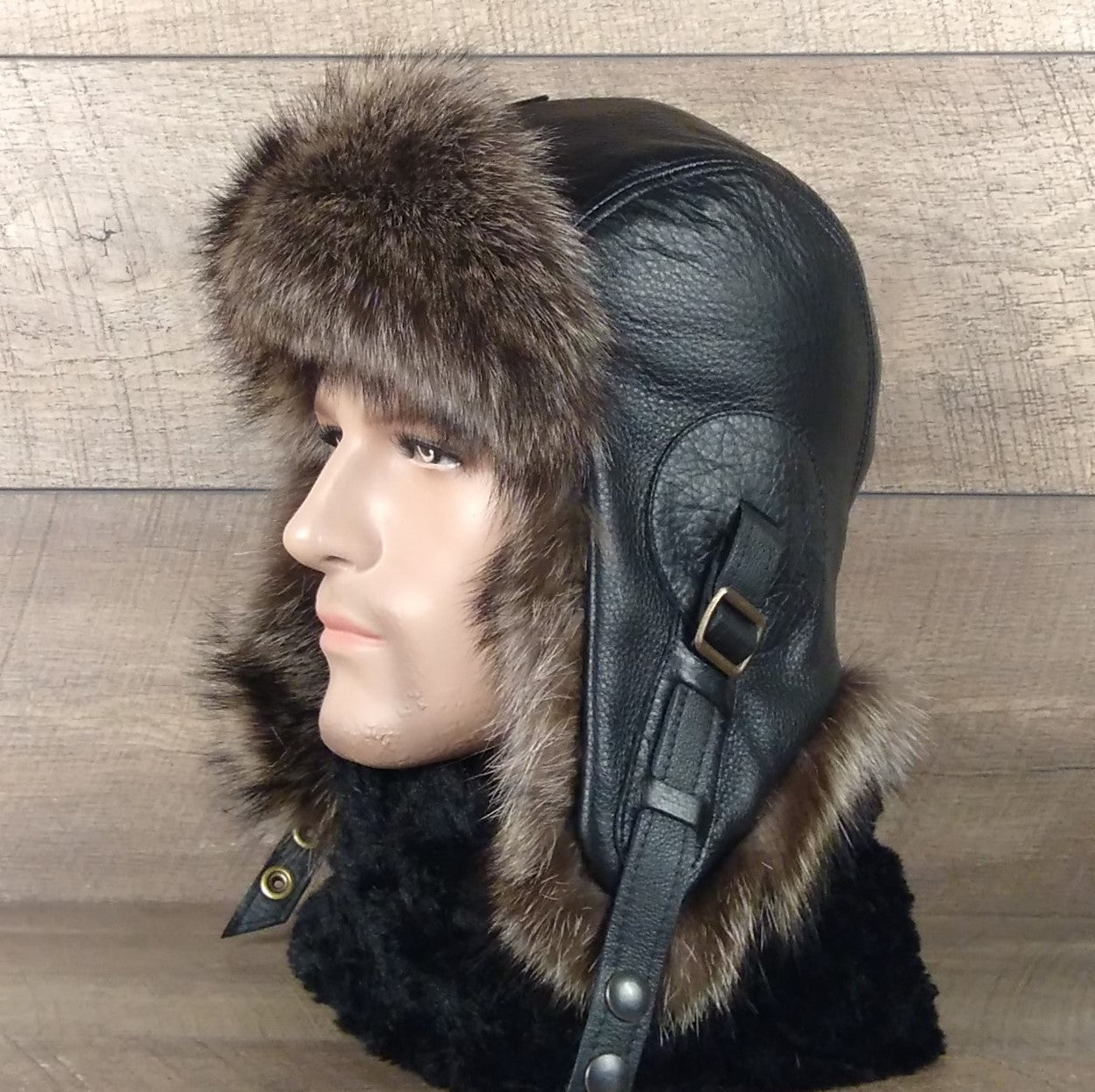 Men's fur aviator bomber hat