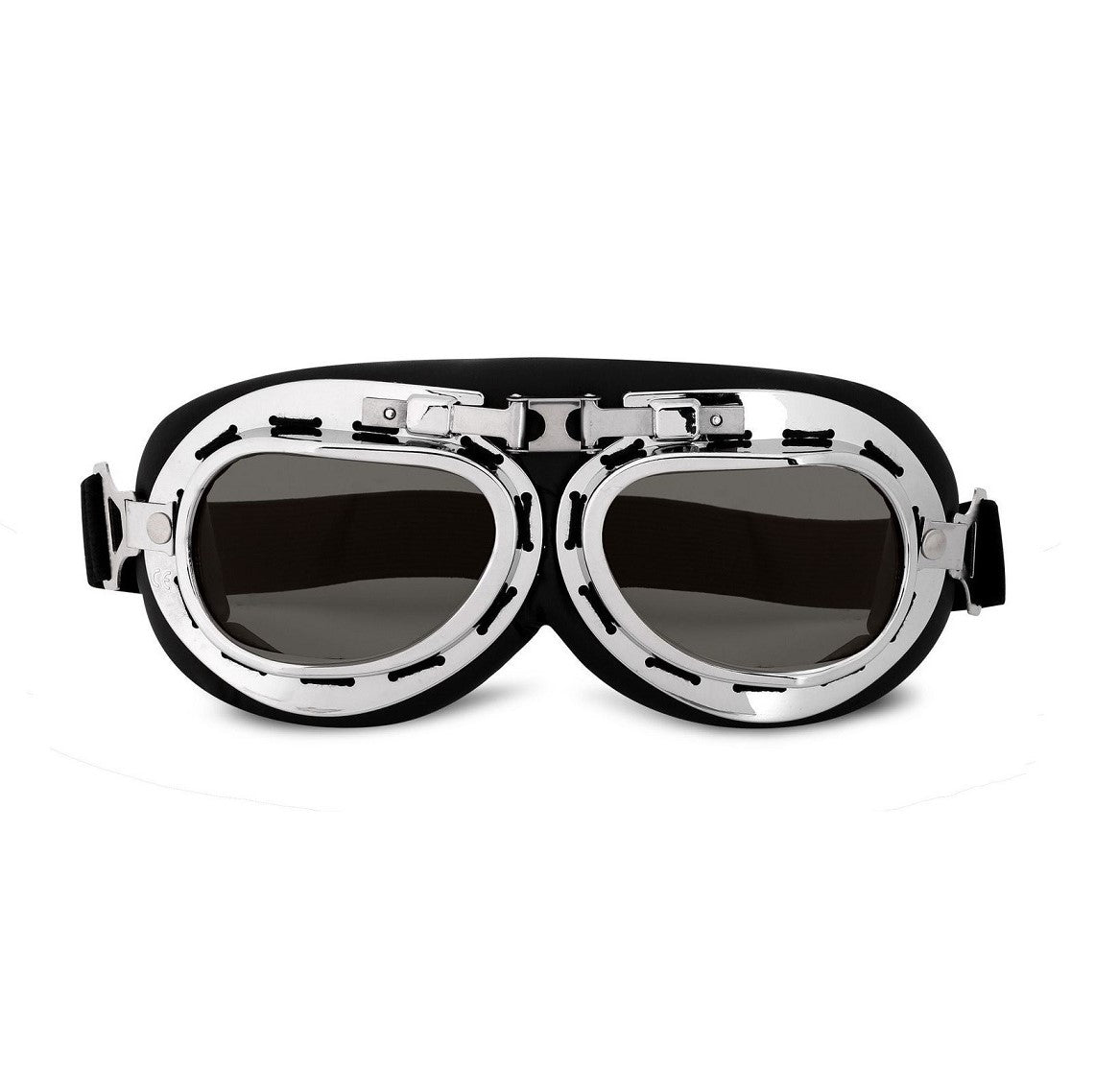 Front view of Chrome Vintage Aviator Goggles