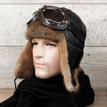 Fur Aviator hat with goggles