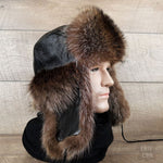 black fur trapper hat