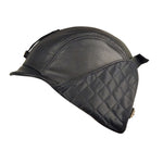black leather aviator cap