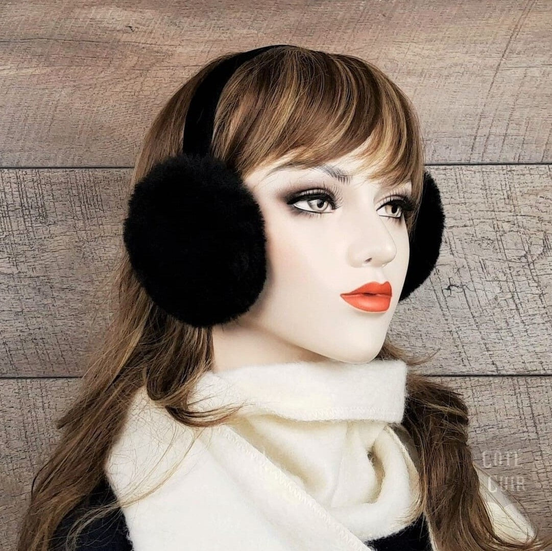 Black shearling earmuffs