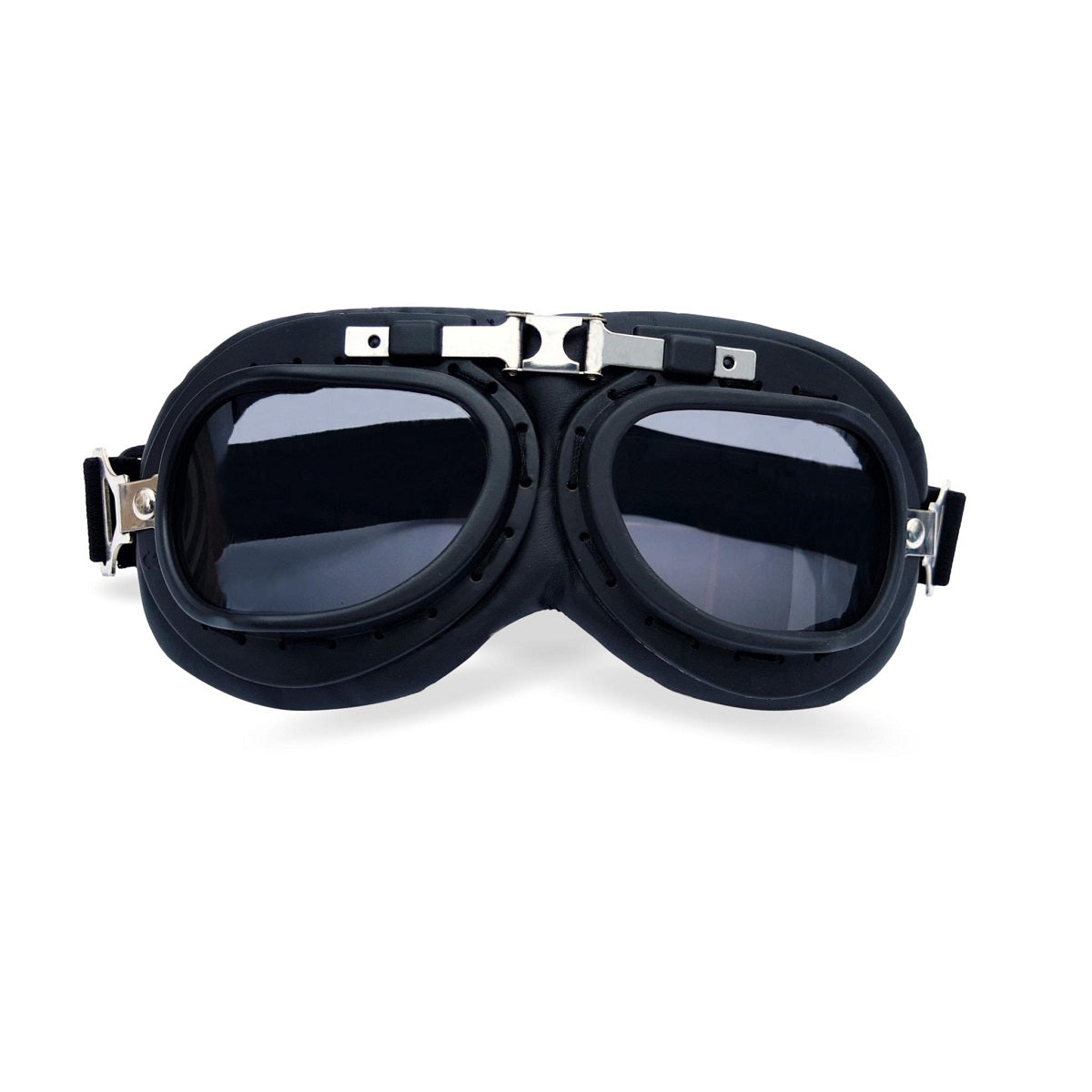 Lunettes Aviator Goggle T2 chrome noir, lunettes moto vintage