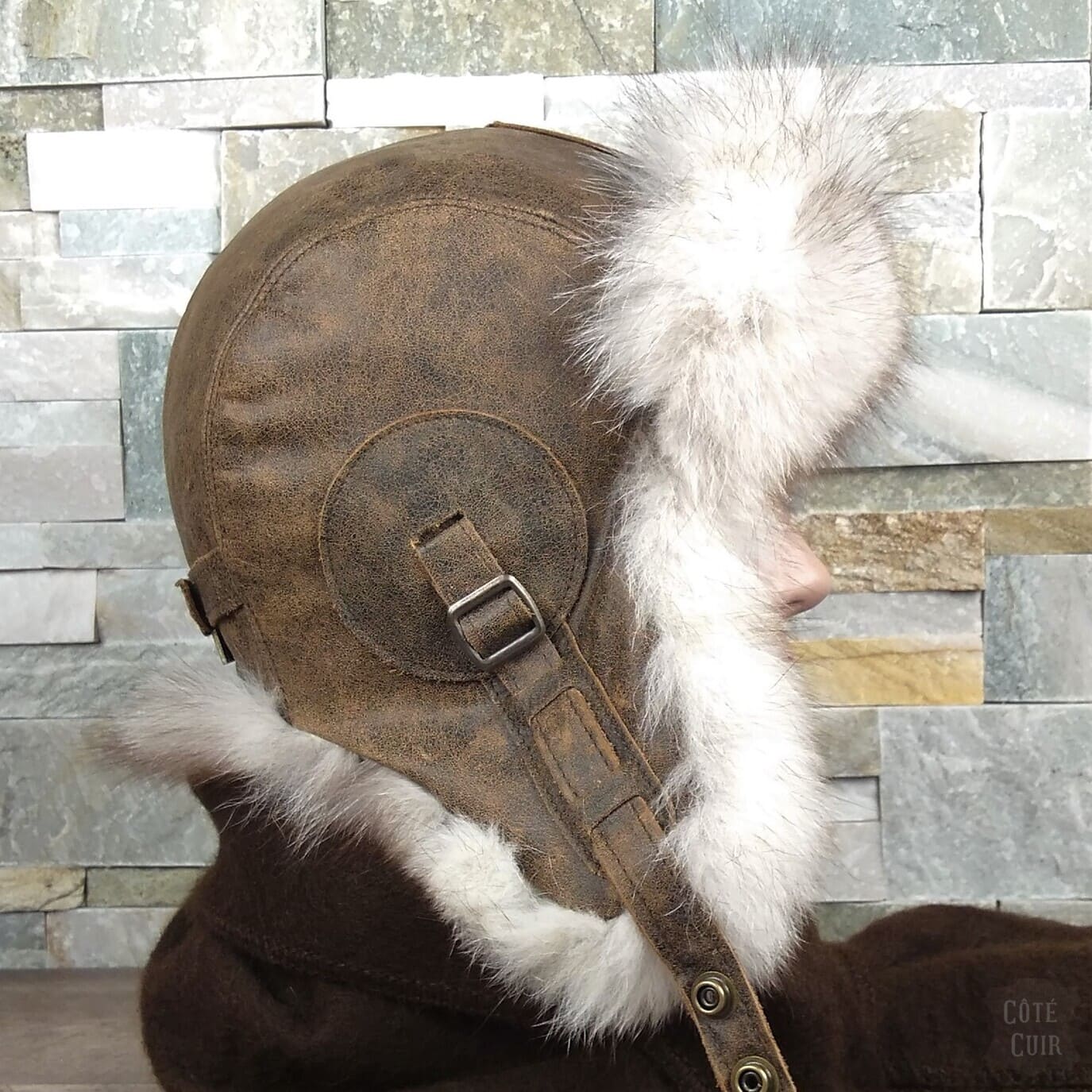 Fox fur aviator hat