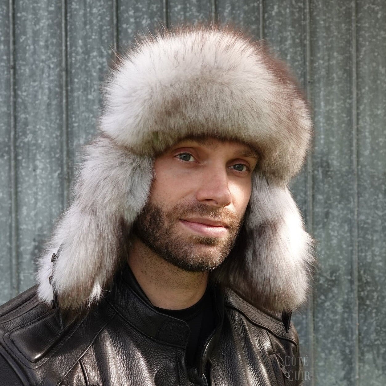 Mens fox fur hat