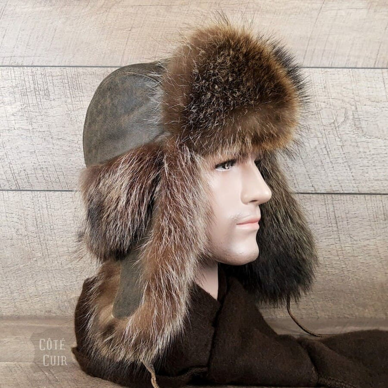 Fur trapper hat for men