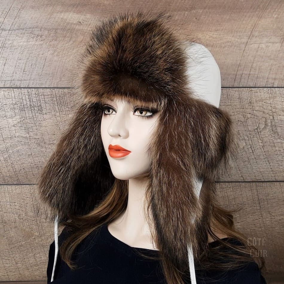 White Fur Trapper Hat for Women | Real Fur Hat – Cote Cuir Leather