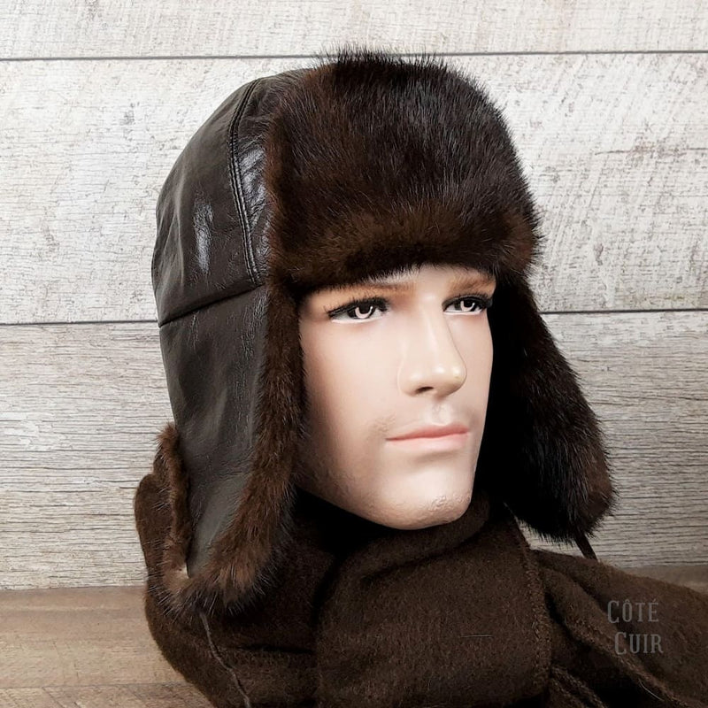 Brown mink hat for men