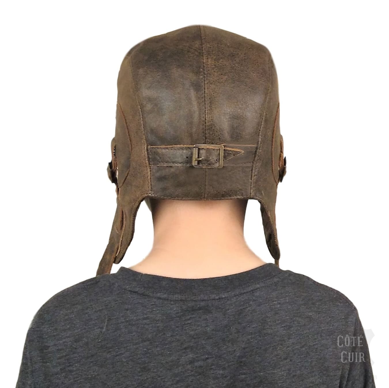 Kids Aviator Hat, Brown Leather - Simon Model