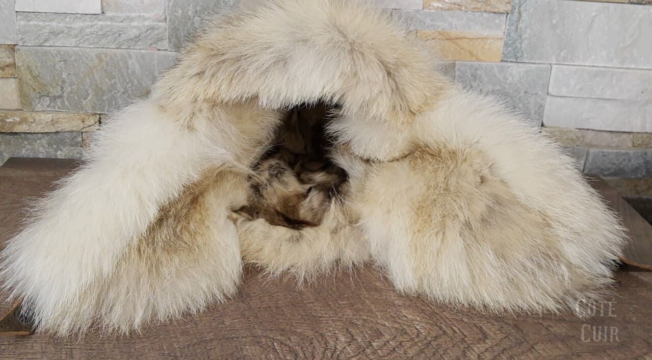 Wolf Fur Aviator Hat, Antique Brown Leather - Simon Model