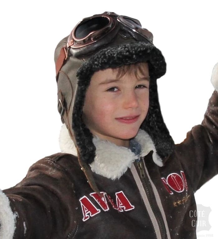 Children's sheepskin aviator hat