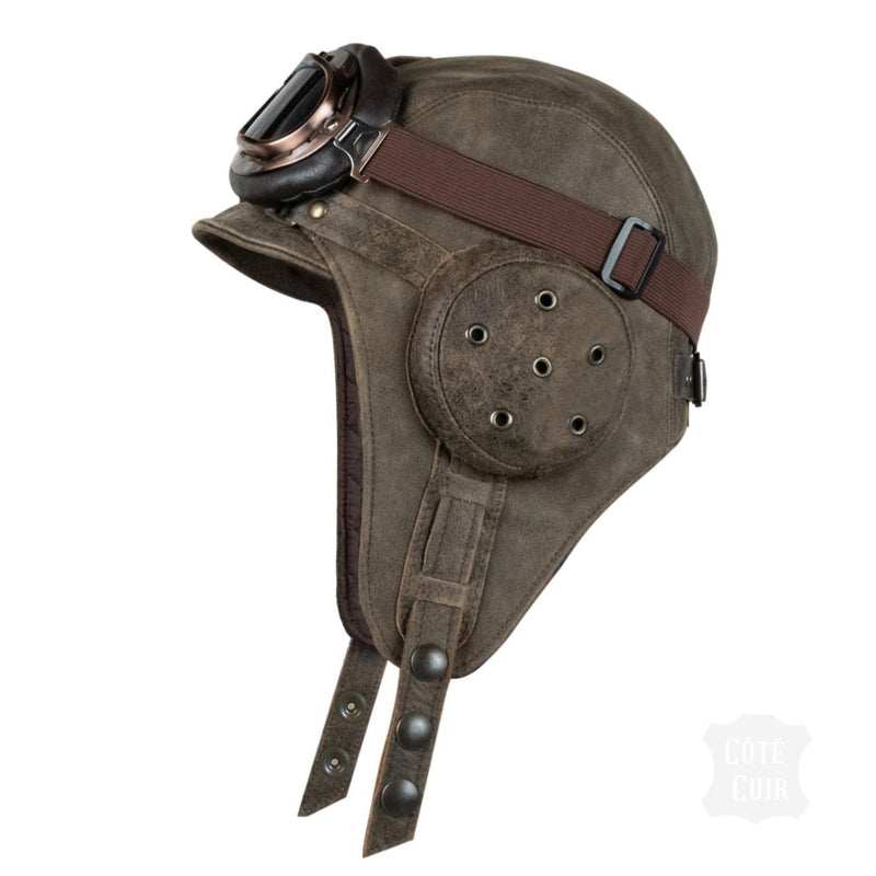 Leather aviator helmet for headphones
