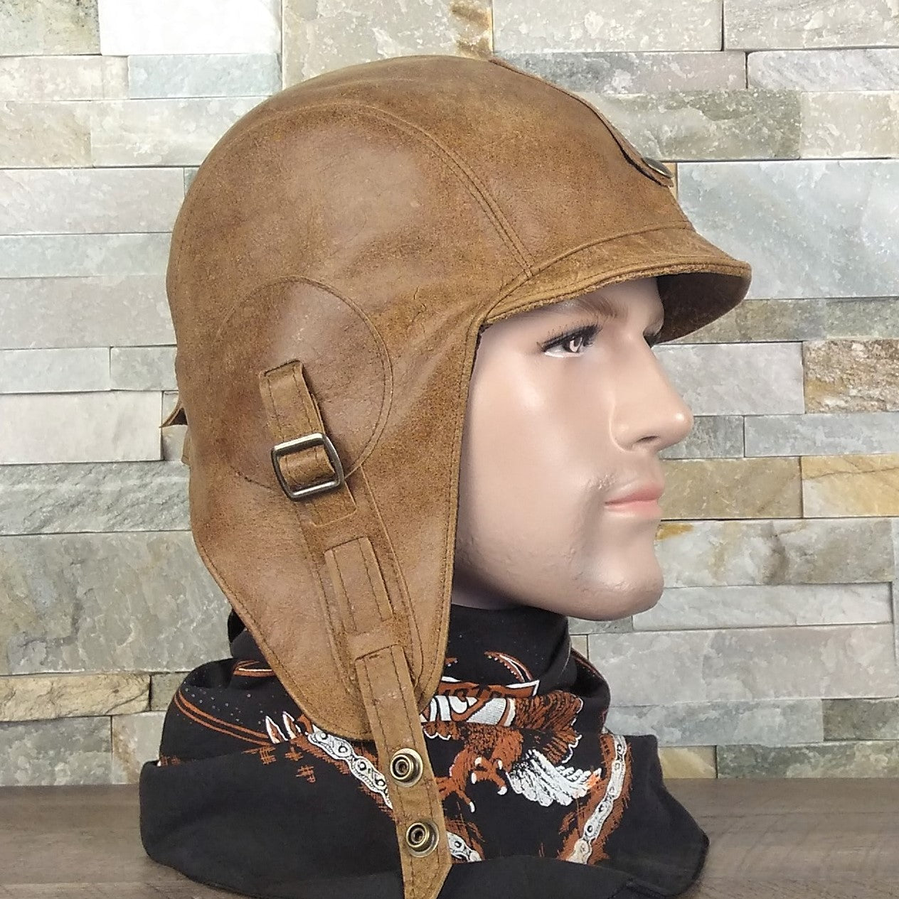 Tan Leather Aviator Hat Men s Hat For Convertible Driving Cote Cuir tan-leather-aviator-hat-men-s-hat-for-convertible-driving-cote-cuir