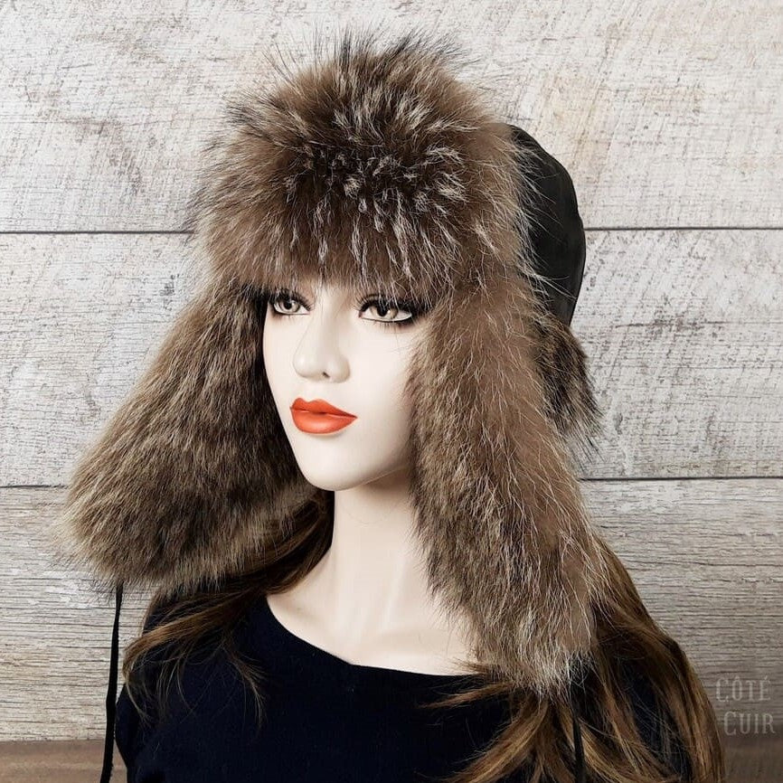Real fur trapper hat