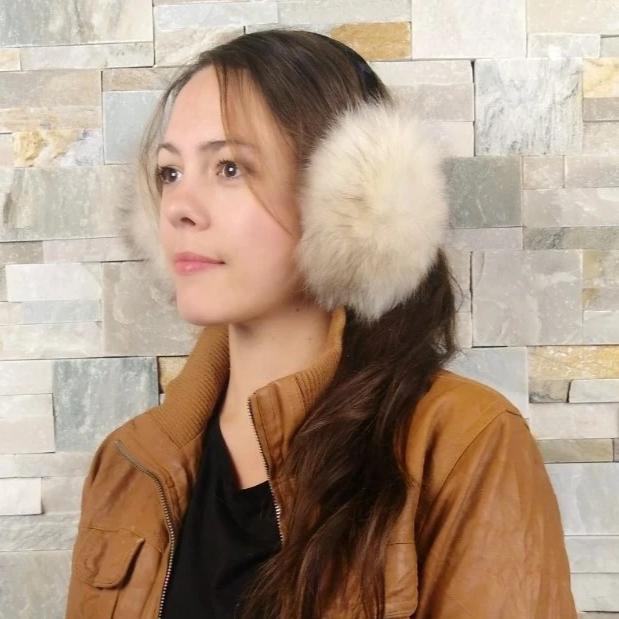 Recycled fox fur earmuffs