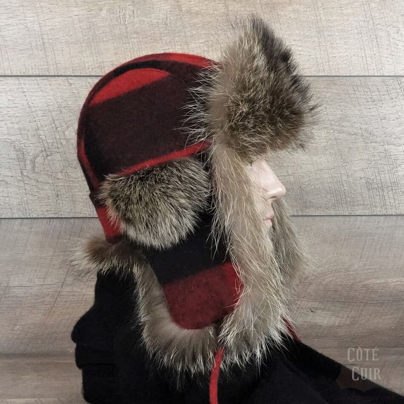 Red and black felt winter hat