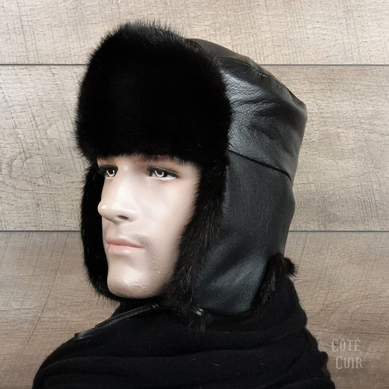 Russian fur hat with ear flaps