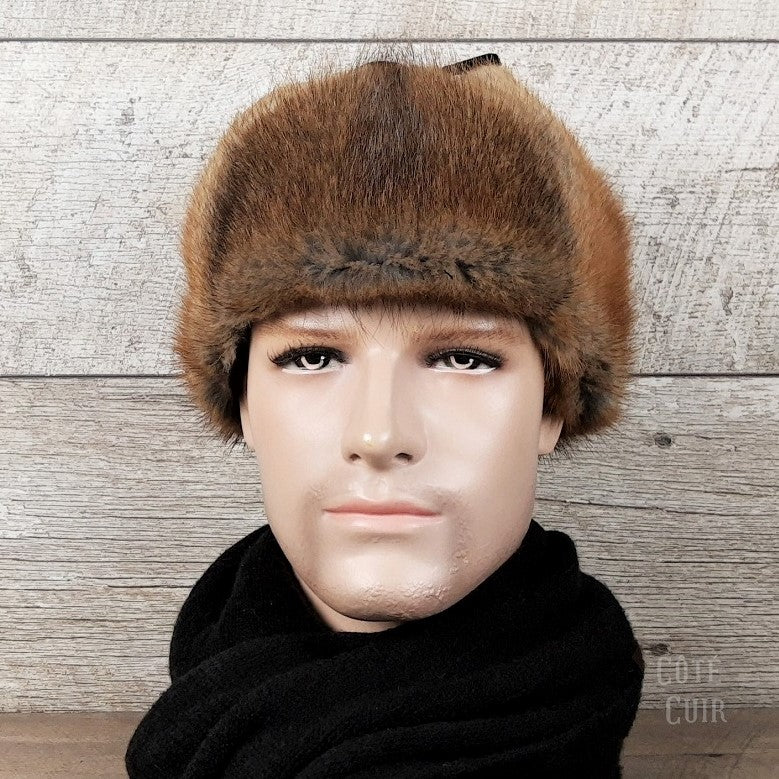 Muskrat Fur Hat | Rcmp Style Hat - Cote Cuir Small