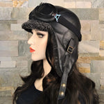 Sheepskin aviator hat for women
