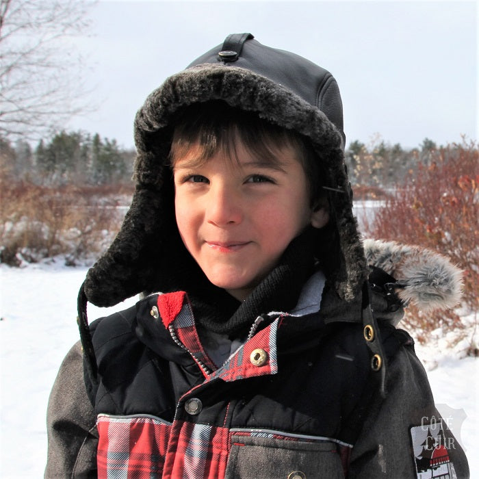 Sheepskin aviator hat for kids