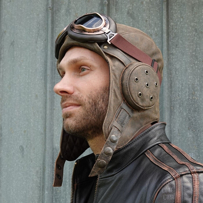 Leather Aviator Cap