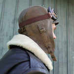 Vintage leather aviator hat and goggles
