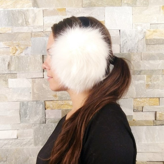 White Fox Fur Earmuffs