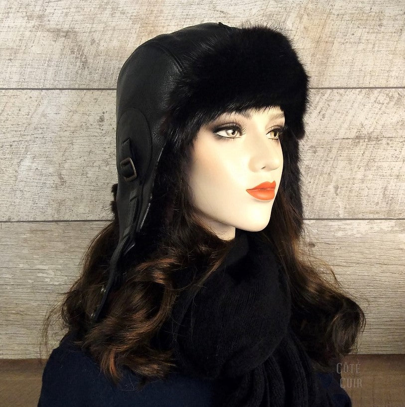 Women's black fur hat